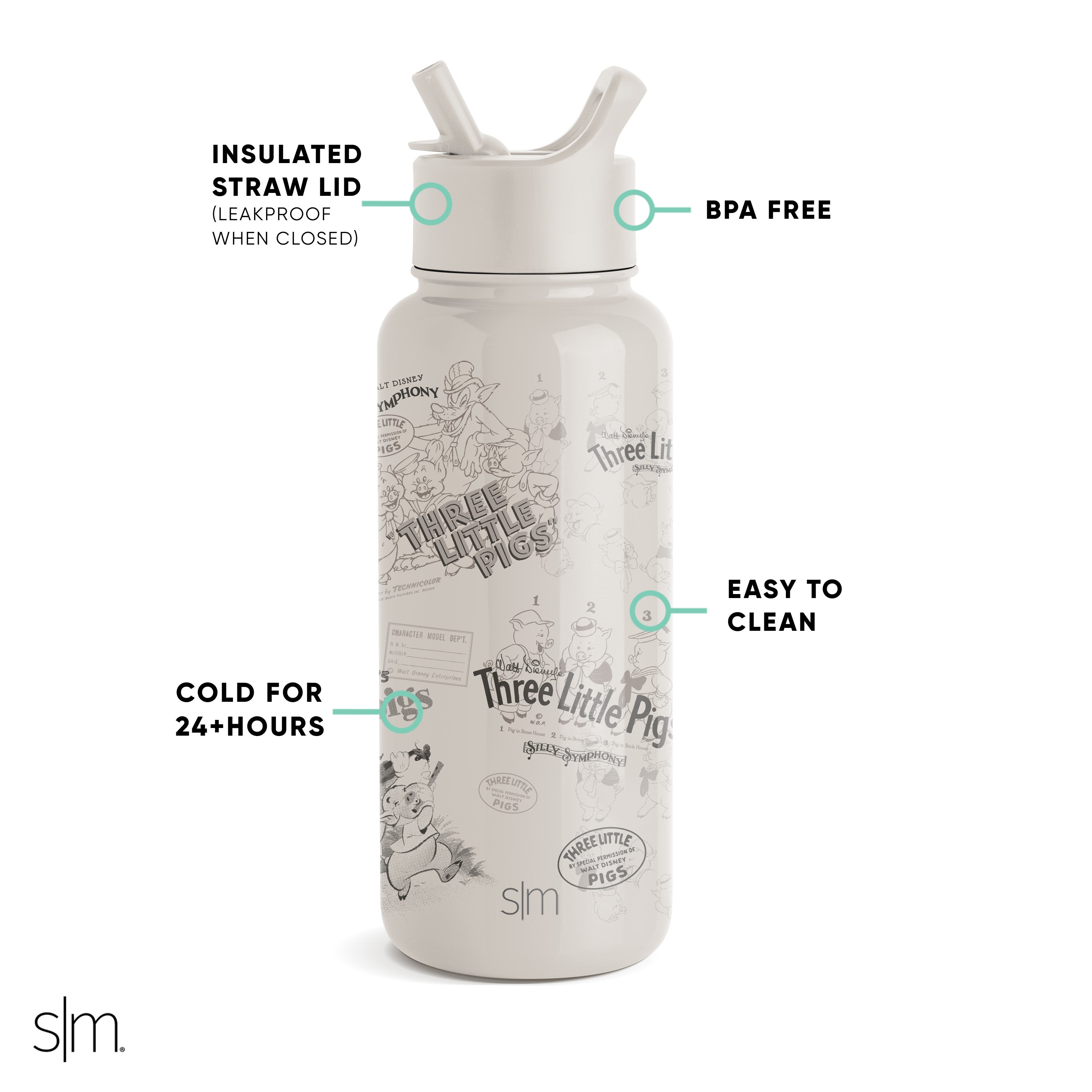 Disney Summit Water Bottle with Straw Lid A5 4n